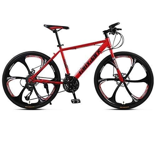 Bicicletas de montaña : DGAGD 24 / 26 Pulgadas Bicicleta de montaña Bicicleta Masculina y Femenina Velocidad Variable Carreras de Carretera Pedal Ligero Bicicleta de Seis Ruedas-Rojo_26 Pulgadas