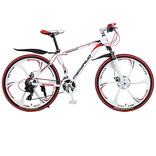 Bicicletas de montaña : DGAGD 26 Pulgadas Bicicleta de montaña Bicicleta Macho y Hembra Velocidad Variable Ciudad aleación de Aluminio Rueda de Seis cortadores-Blanco Rojo_21 velocidades