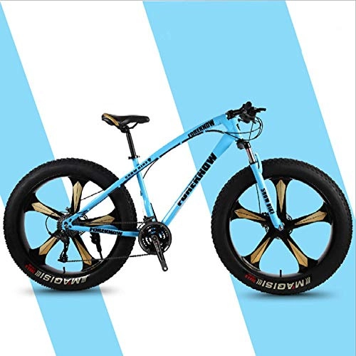 Bicicletas de montaña : DGAGD 26 Pulgadas de Velocidad Variable Todoterreno Playa Moto de Nieve neumático súper Ancho Bicicleta de montaña Rueda de Cinco Ejes-Azul_21 velocidades