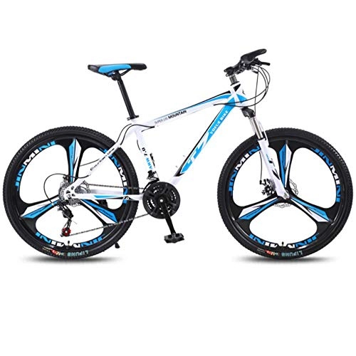 Bicicletas de montaña : DGAGD Bicicleta de 26 Pulgadas Bicicleta de montaña Bicicleta de Velocidad Variable para Adultos Tri-Cutter-Blanco Azul_21 velocidades