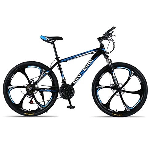 Bicicletas de montaña : DGAGD Bicicleta de Carretera de Seis Ruedas de Velocidad Variable de Bicicleta de montaña con Marco de aleación de Aluminio de 24 Pulgadas-Azul Negro_27 velocidades