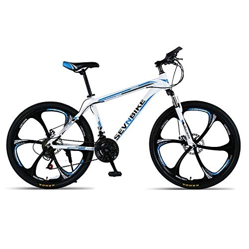 Bicicletas de montaña : DGAGD Bicicleta de Carretera de Seis Ruedas de Velocidad Variable de Bicicleta de montaña con Marco de aleación de Aluminio de 24 Pulgadas-Blanco Azul_24 velocidades