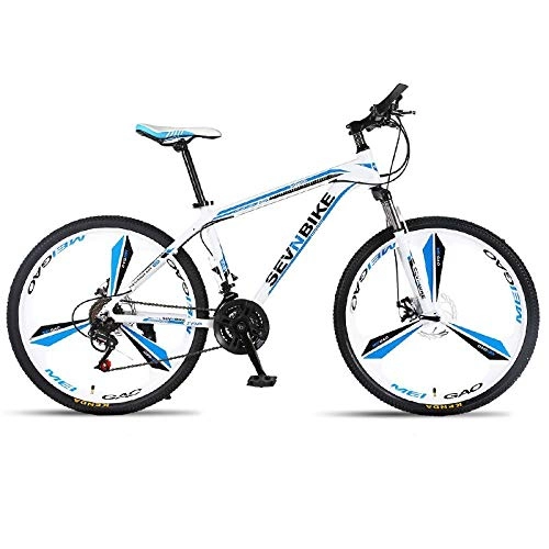 Bicicletas de montaña : DGAGD Bicicleta de Carretera de Tres Ruedas de Velocidad Variable de Bicicleta de montaña con Marco de aleación de Aluminio de 24 Pulgadas-Blanco Azul_27 velocidades
