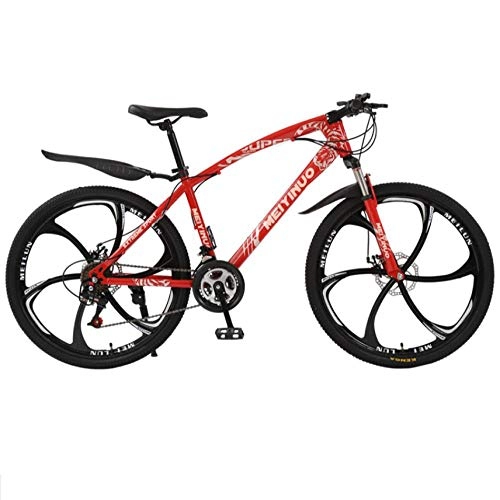 Bicicletas de montaña : DGAGD Bicicleta de montaña Bicicleta Freno de Disco de 26 Pulgadas Bicicleta para Adultos Seis Ruedas de Corte-Rojo_21 velocidades