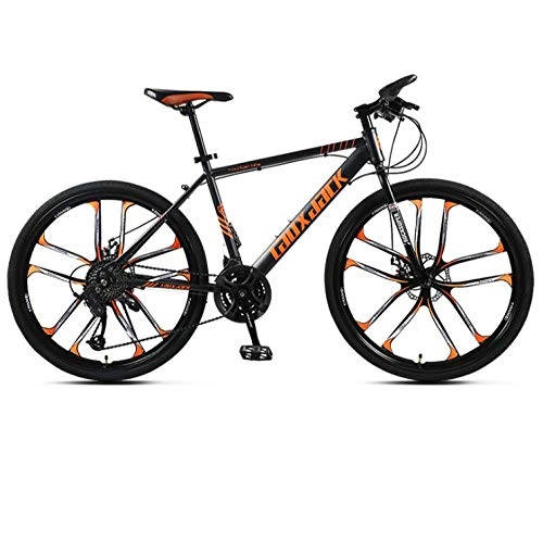 Bicicletas de montaña : DGAGD Bicicleta de montaña de 24 / 26 Pulgadas Bicicleta de Velocidad Variable Masculina y Femenina Bicicleta de Pedal Ligero Diez Ruedas de Corte-Naranja Negro_26 Pulgadas