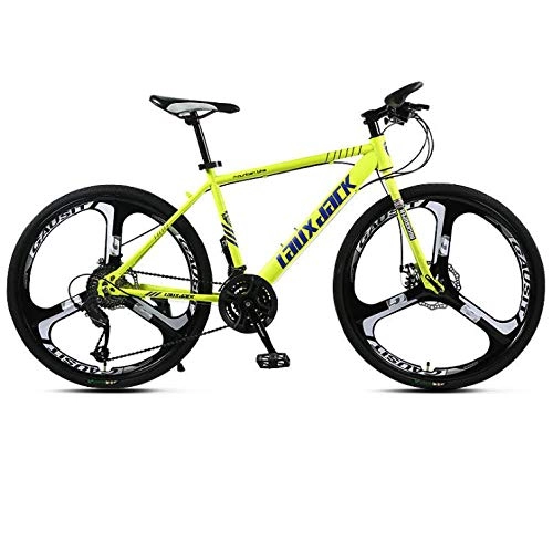 Bicicletas de montaña : DGAGD Bicicleta de montaña de 24 / 26 Pulgadas para Hombres y Mujeres, Velocidad Variable, Carreras de Carretera, Bicicleta Ligera de Tres Ruedas-Amarillo_24 Pulgadas