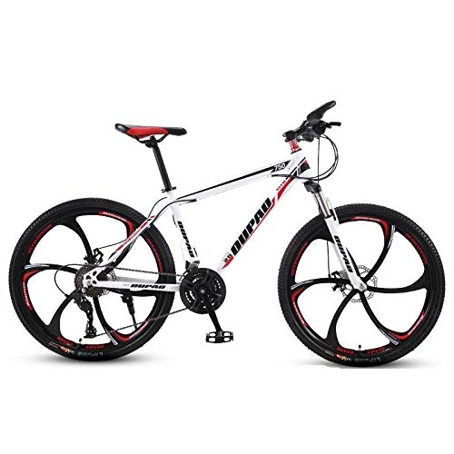 Bicicletas de montaña : DGAGD Bicicleta de montaña de 24 Pulgadas, aleacin de Aluminio, Cross-Country, Ligera, de Velocidad Variable, para jvenes, Bicicleta de Seis Ruedas para Hombres y Mujeres-Blanco Rojo_27 velocidades