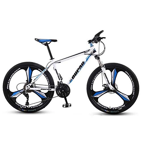 Bicicletas de montaña : DGAGD Bicicleta de montaña de 24 Pulgadas, aleación de Aluminio, Cross-Country, Ligera, de Velocidad Variable, para jóvenes, Bicicleta de Tres Ruedas para Hombres y Mujeres-Blanco Azul_30 velocidades