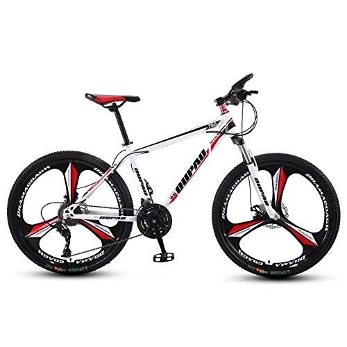 Bicicletas de montaña : DGAGD Bicicleta de montaña de 24 Pulgadas, aleación de Aluminio, Cross-Country, Ligera, de Velocidad Variable, para jóvenes, Bicicleta de Tres Ruedas para Hombres y Mujeres-Blanco Rojo_27 velocidades