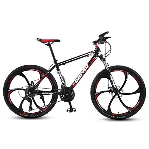 Bicicletas de montaña : DGAGD Bicicleta de montaña de 24 Pulgadas, aleación de Aluminio, Cross-Country, Ligera, Velocidad Variable, Bicicleta de Seis Ruedas para jóvenes para Hombres y Mujeres-Rojo Negro_24 velocidades
