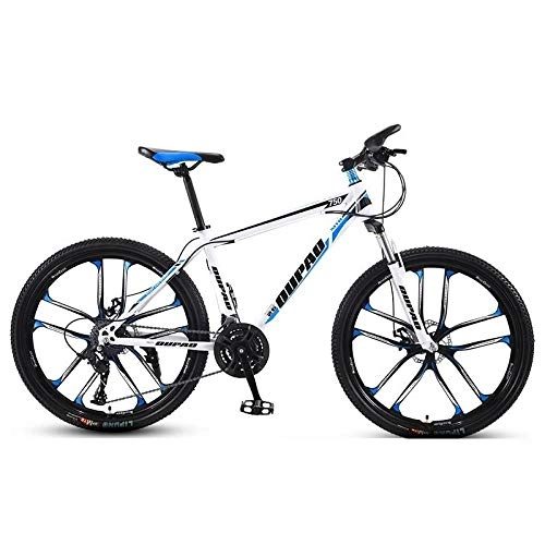 Bicicletas de montaña : DGAGD Bicicleta de montaña de 24 Pulgadas, aleación de Aluminio, Cross-Country, Ligera, Velocidad Variable, Juvenil, Masculina y Femenina, Bicicleta de Diez Ruedas-Blanco Azul_21 velocidades