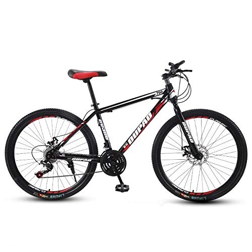 Bicicletas de montaña : DGAGD Bicicleta de montaña de 24 Pulgadas, aleación de Aluminio, Cross-Country, Ligera, Velocidad Variable, Juvenil, Masculino y Femenino, Rueda de radios, Bicicleta-Rojo Negro_24 velocidades