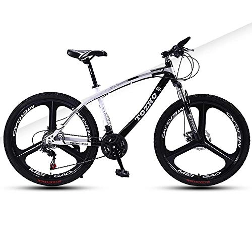 Bicicletas de montaña : DGAGD Bicicleta de montaña de 24 Pulgadas Bicicleta de amortiguación de Velocidad Variable para Adultos Bicicleta Todoterreno Doble Freno de Disco Bicicleta de Tres Ruedas-Blanco Negro_21 velocidades