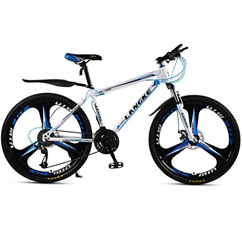 Bicicletas de montaña : DGAGD Bicicleta de montaña de 24 Pulgadas, Bicicleta de Tres Ruedas Masculina y Femenina de Velocidad Variable-Blanco Azul_24 velocidades