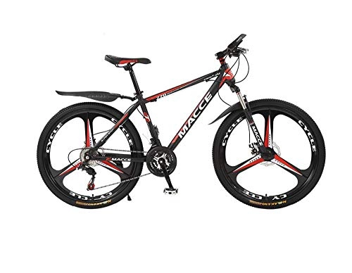 Bicicletas de montaña : DGAGD Bicicleta de montaña de 24 Pulgadas, Bicicleta de Tres Ruedas para Adultos, de Velocidad Variable, para Hombres y Mujeres-Rojo Negro_27 velocidades