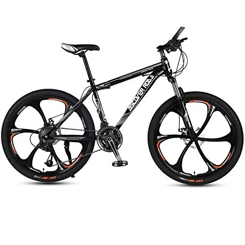 Bicicletas de montaña : DGAGD Bicicleta de montaña de 24 Pulgadas Bicicleta de Velocidad Variable para Adultos Freno de Disco Doble Bicicleta de Acero de Alto Carbono Seis Ruedas de Corte-Negro_24 velocidades