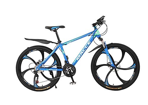 Bicicletas de montaña : DGAGD Bicicleta de montaña de 24 Pulgadas Bicicleta Masculina y Femenina de Velocidad Variable para Adultos de Seis Ruedas Que absorben los Golpes-Azul_21 velocidades