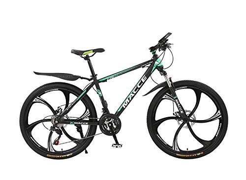 Bicicletas de montaña : DGAGD Bicicleta de montaña de 24 Pulgadas Bicicleta Masculina y Femenina de Velocidad Variable para Adultos de Seis Ruedas Que absorben los Golpes-Verde Oscuro_24 velocidades