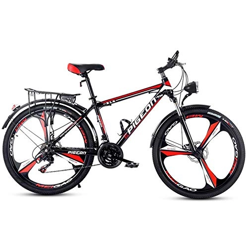 Bicicletas de montaña : DGAGD Bicicleta de montaña de 24 Pulgadas, Bicicletas para Hombres y Mujeres, Velocidad Variable, Bicicleta Ligera para Ciudad, Rueda integrada-Rojo Negro_24 velocidades