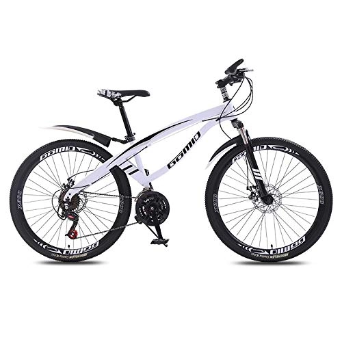 Bicicletas de montaña : DGAGD Bicicleta de montaña de 24 Pulgadas con Velocidad Variable, Bicicleta Ligera para Adultos con 40 Ruedas de Corte-Blanco_27 velocidades