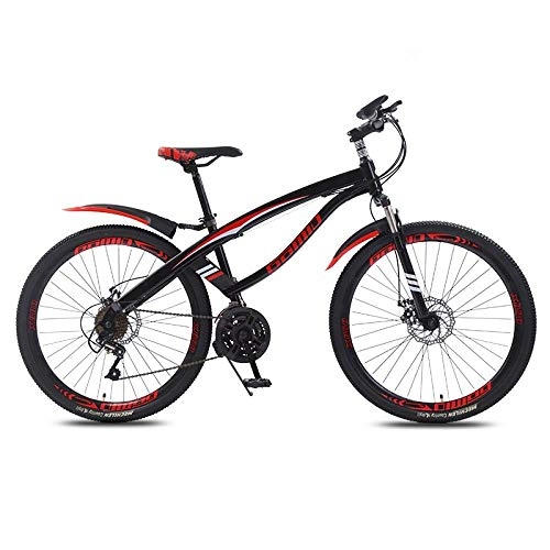 Bicicletas de montaña : DGAGD Bicicleta de montaña de 24 Pulgadas de Velocidad Variable, Bicicleta portátil para Adultos con 40 Ruedas de Corte-Rojo Negro_27 velocidades