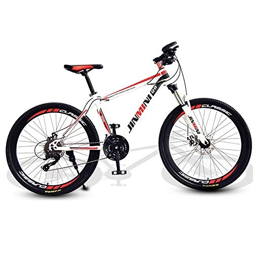 Bicicletas de montaña : DGAGD Bicicleta de montaña de 24 Pulgadas, Hombres y Mujeres Adultos, Bicicleta de Movilidad de Velocidad Variable, 40 Ruedas de Corte-Blanco Rojo_21 velocidades