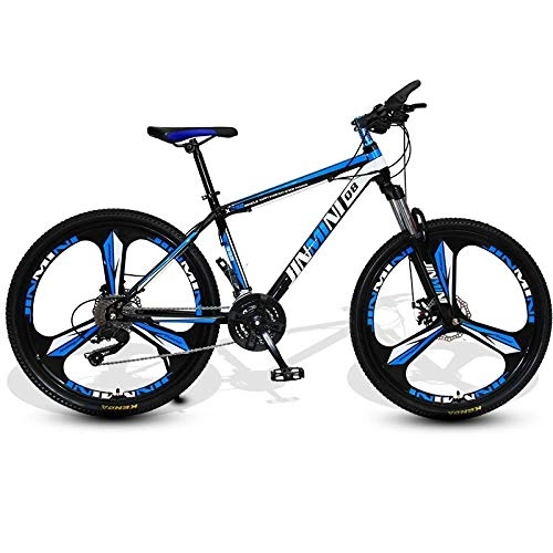 Bicicletas de montaña : DGAGD Bicicleta de montaña de 24 Pulgadas, Hombres y Mujeres Adultos, Bicicleta de Transporte de Velocidad Variable, Rueda de Tres Cuchillas-Azul Negro_24 velocidades