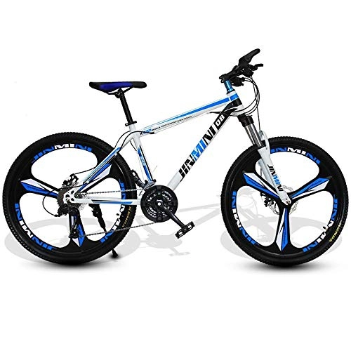 Bicicletas de montaña : DGAGD Bicicleta de montaña de 24 Pulgadas, Hombres y Mujeres Adultos, Bicicleta de Transporte de Velocidad Variable, Rueda de Tres Cuchillas-Blanco Azul_24 velocidades