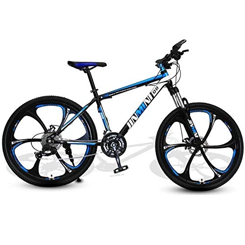 Bicicletas de montaña : DGAGD Bicicleta de montaña de 24 Pulgadas, Hombres y Mujeres Adultos, Bicicleta de Transporte de Velocidad Variable, Seis Ruedas de Corte-Azul Negro_30 velocidades