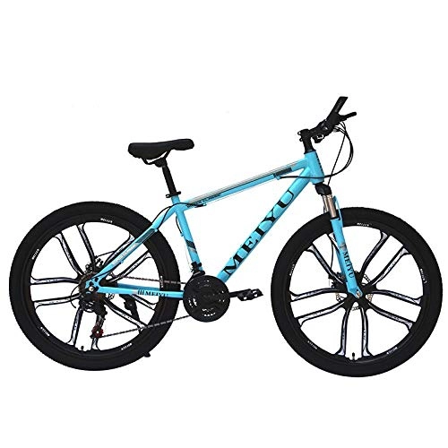 Bicicletas de montaña : DGAGD Bicicleta de montaña de 24 Pulgadas para Adultos, Bicicleta de Velocidad Variable, Carrera Ligera, Rueda de Diez Cuchillas-Azul_21 velocidades