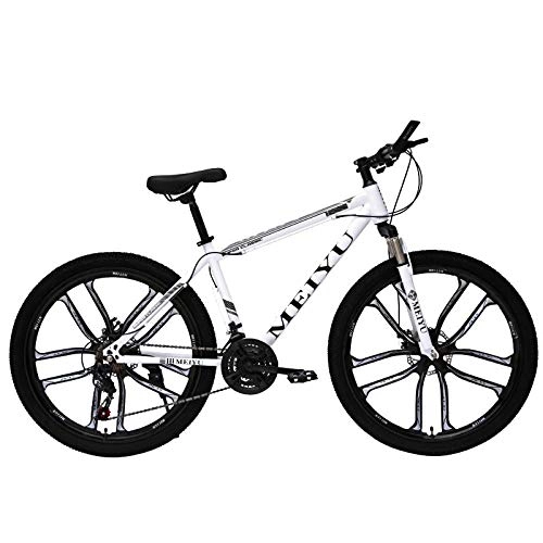 Bicicletas de montaña : DGAGD Bicicleta de montaña de 24 Pulgadas para Adultos, Bicicleta de Velocidad Variable, Carrera Ligera, Rueda de Diez Cuchillas-Blanco_27 velocidades
