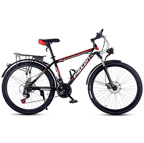 Bicicletas de montaña : DGAGD Bicicleta de montaña de 24 Pulgadas para Adultos, Hombres y Mujeres, Velocidad de la Bicicleta, Bicicleta Ligera, Rueda de radios-Rojo Negro_24 velocidades