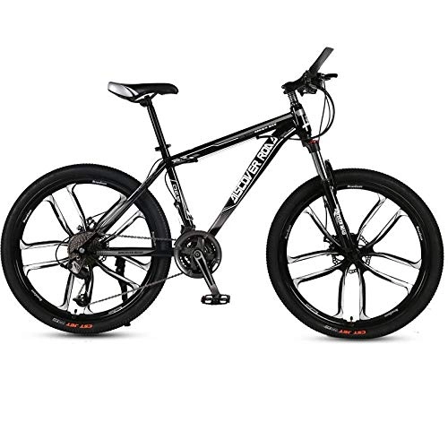 Bicicletas de montaña : DGAGD Bicicleta de montaña de 24 Pulgadas para Adultos, Velocidad Variable, Freno de Disco Doble, aleación de Aluminio, Bicicleta, Diez Ruedas de Corte-Negro_21 velocidades