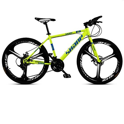 Bicicletas de montaña : DGAGD Bicicleta de montaña de 24 Pulgadas para Hombre y Mujer, Bicicleta de Velocidad Variable Ultraligera para Adultos-Amarillo Fluorescente_30 velocidades