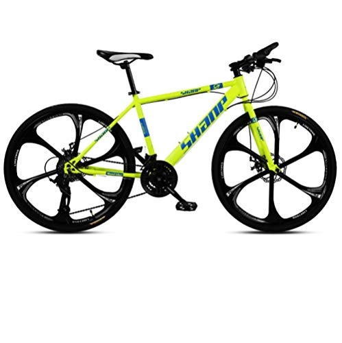 Bicicletas de montaña : DGAGD Bicicleta de montaña de 24 Pulgadas para Hombre y Mujer, Bicicleta de Velocidad Variable Ultraligera para Adultos de Seis Ruedas-Amarillo Fluorescente_30 velocidades
