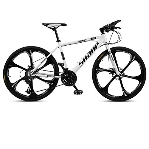 Bicicletas de montaña : DGAGD Bicicleta de montaña de 24 Pulgadas para Hombre y Mujer, Bicicleta de Velocidad Variable Ultraligera para Adultos de Seis Ruedas-Blanco_30 velocidades