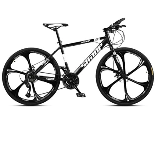 Bicicletas de montaña : DGAGD Bicicleta de montaña de 24 Pulgadas para Hombre y Mujer, Bicicleta de Velocidad Variable Ultraligera para Adultos de Seis Ruedas-En Blanco y Negro_27 velocidades