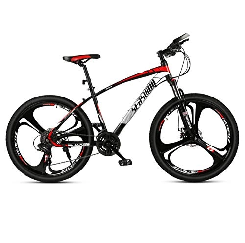Bicicletas de montaña : DGAGD Bicicleta de montaña de 24 Pulgadas para Hombre y Mujer, Bicicleta superligera para Adultos, Rueda de Tres Cuchillas n. ° 2-Rojo Negro_30 velocidades