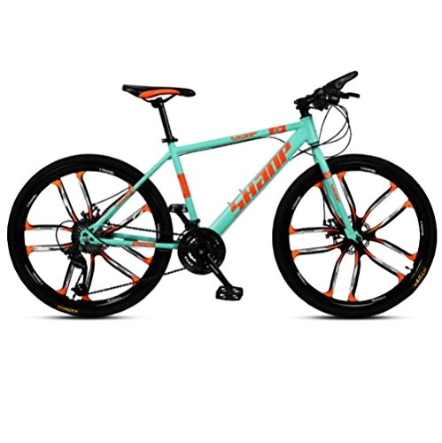 Bicicletas de montaña : DGAGD Bicicleta de montaña de 24 Pulgadas para Hombre y Mujer, para Adultos, súper Ligera, Bicicleta de Velocidad Variable, Diez Ruedas de Corte-Verde_30 velocidades