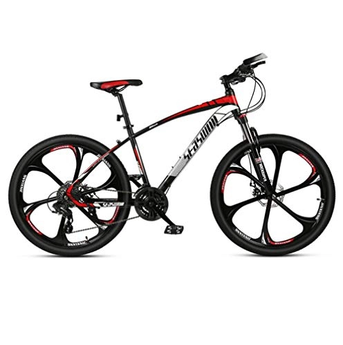 Bicicletas de montaña : DGAGD Bicicleta de montaña de 24 Pulgadas para Hombre y Mujer, para Adultos, Ultraligera, Bicicleta Ligera, Rueda de Seis cortadores-Rojo Negro_30 velocidades