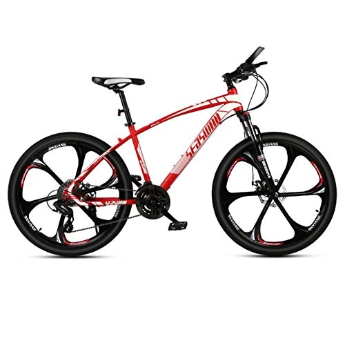 Bicicletas de montaña : DGAGD Bicicleta de montaña de 24 Pulgadas para Hombre y Mujer, para Adultos, Ultraligera, Bicicleta Ligera, Rueda de Seis cortadores-Rojo_30 velocidades