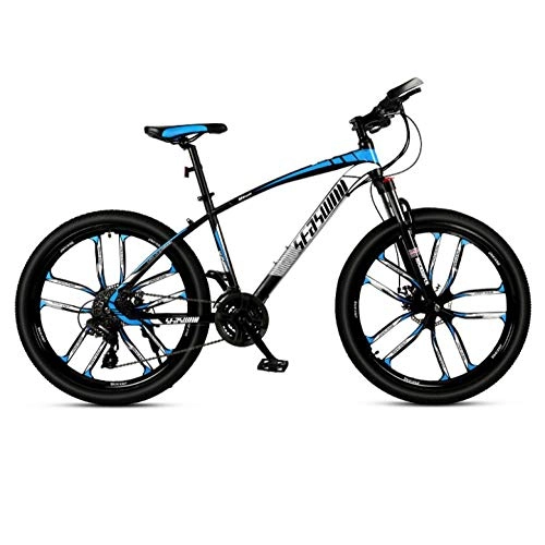 Bicicletas de montaña : DGAGD Bicicleta de montaña de 24 Pulgadas para Hombre y Mujer, Ultraligera para Adultos, Bicicleta Ligera, Rueda de Diez Cuchillos-Azul Negro_30 velocidades