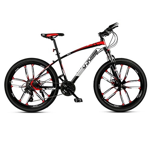 Bicicletas de montaña : DGAGD Bicicleta de montaña de 24 Pulgadas para Hombre y Mujer, Ultraligera para Adultos, Bicicleta Ligera, Rueda de Diez Cuchillos-Rojo Negro_30 velocidades