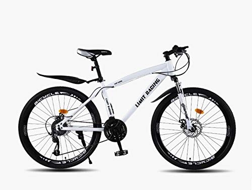 Bicicletas de montaña : DGAGD Bicicleta de montaña de 24 Pulgadas, Velocidad Variable, Bicicleta de Freno de Disco Doble para Adultos, 40 Ruedas de Corte-Blanco_27 velocidades