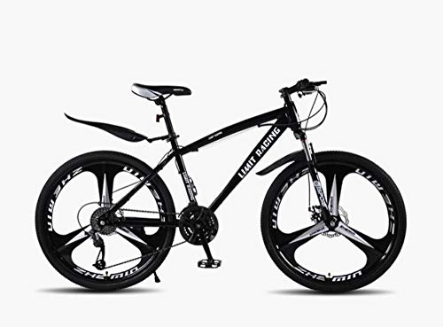 Bicicletas de montaña : DGAGD Bicicleta de montaña de 24 Pulgadas, Velocidad Variable, Bicicleta de Freno de Disco Doble para Adultos, Rueda de Tres Ejes-Negro_27 velocidades