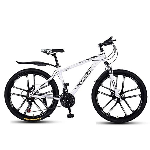 Bicicletas de montaña : DGAGD Bicicleta de montaña de 24 Pulgadas, Velocidad Variable, Bicicleta Ligera, Rueda de Diez Cuchillos-Blanco Negro_27 velocidades