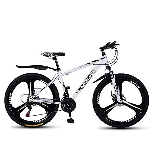 Bicicletas de montaña : DGAGD Bicicleta de montaña de 24 Pulgadas, Velocidad Variable, Bicicleta Ligera, Rueda de Tres Cuchillas-Blanco Negro_21 velocidades