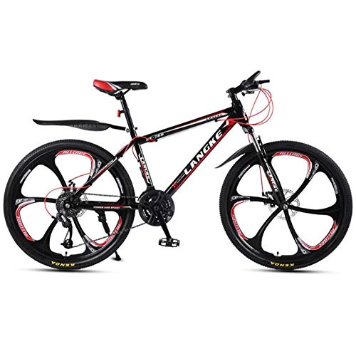 Bicicletas de montaña : DGAGD Bicicleta de montaña de 24 Pulgadas, Velocidad Variable, Movilidad Masculina y Femenina, Bicicleta de Seis Ruedas-Rojo Negro_27 velocidades