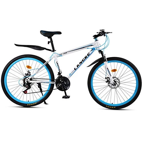 Bicicletas de montaña : DGAGD Bicicleta de montaña de 24 Pulgadas, Velocidad Variable, radios Masculinos y Femeninos, Rueda de Bicicleta-Blanco Azul_27 velocidades