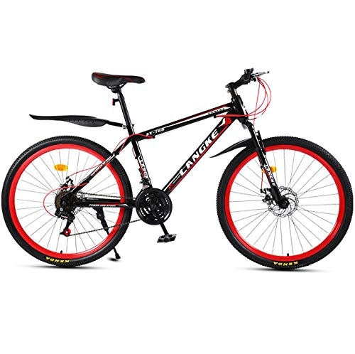 Bicicletas de montaña : DGAGD Bicicleta de montaña de 24 Pulgadas, Velocidad Variable, radios Masculinos y Femeninos, Rueda de Bicicleta-Rojo Negro_24 velocidades